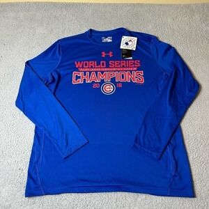 Under Armour T Shirt Mens M‎ Blue Wold Series Baseball Champions 2016 Shirt NEW